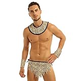 dPois Herren Höhlenmensch Dessous Kostüm Leopard Lendenschurz Kragen...
