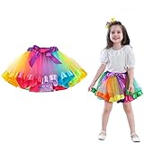 CHMMY Mädchen Regenbogen Tüllrock Rock Tütü Bunte Lagen Regenbogen...