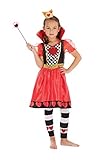 Bristol Novelty CF216 Herzkönigin Kostüm, Girls, Red, Black,White, L