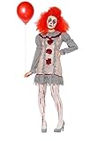 Smiffys 47564S Vintage Clown Lady Kostüm, Damen, Grau und Rot, S - UK...