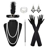 MIVAIUN 6 Teiliges 20er Jahre Accessoires mit Stirnband Ohrringen...