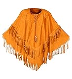 shoperama Brauner Unisex Fransen-Poncho Wildleder-Optik für Hippie...