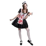 BIBOKAOKE Halloween Kostüm Damen Geisterbraut Kleid mit Haarband...