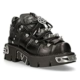 New Rock 110-S1 Stiefeletten Aus Schwarzem Leder Mit Stacheln 46