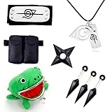 Kakashi Cosplay Set, Naruto Stirnband Ninja-Taschen Naruto Portmonee...