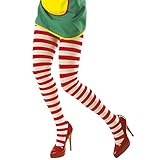Ringelstrumpfhose Strumpfhose rot-weiß M/L 38 bis 44 Bunte Nylon...