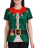 COSAVOROCK Damen Elfen Kostüm Weihnachtself T-Shirt Grün M