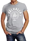 Neverless Herren T-Shirt Valhalla Runen Vikings Wikinger Slim Fit grau...