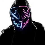 Wlevzzor Halloween LED Grusel Maske Cosplay Kostüm Leuchten Purge...