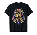 Harry Potter Hogwarts Multi-Colored Floral Crest T-Shirt