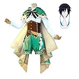 Riva776Yale Genshin Impact Venti Cosplay Kostüm mit Perücke, Anime...