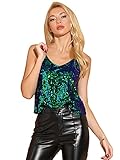 Allegra K Damen Pailletten Oberteil Top Spaghetti Party Club Glitzer...