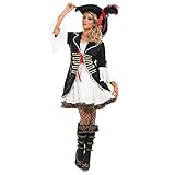 Fun Shack Schwarzes Sexy Piratin Kostüm für Damen, Piratenkostüm...