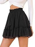Allegra K Damen High Waist Drawstring Ruffle Metallic Punkte Minirock...