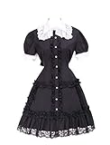 Antaina Schwarz Baumwolle Rüsche Spitze Gothic Punk süß Maid...