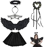 TUIBEIDAMAI Engelsflügel Schwarz,Engels Flügel Kostüm,Engel Kostüm...