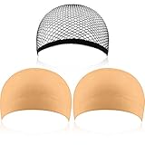 Perücke-Caps Unterziehhaube Haarnetz Perückekappe, 3er-pack, Schwarz