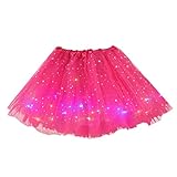Regenbogen Tüllrock,Kurz Tutu Tanzkleid Damen Pettiskirt mit LED...