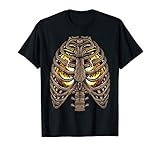 Skelett Ripp-Käfig Halloween Jack O Laterne Kürbis Kostüm T-Shirt