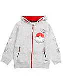 Pokemon Boys Hoodie Reißverschluss Grauer Langarm-Kapuzenpullover 7-8...