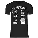 wowshirt Herren T-Shirt A History of Horror Mask Halloween Purge Film...