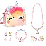 Hifot Einhorn Handtasche Schmuckset für Mädchen, Einhorn Halskette...