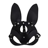 YiZYiF Sexy Damen Schwarz Maske PU-Leder Katze Maske Halb Gesicht...