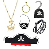 NewZC 6 Stück Piraten Kostüm Zubehör Set Halloween Piratenhut +...