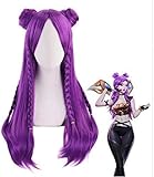 Xinduolei K/da Kaisa Long Purple Braid Perücke mit Bun Cosplay...