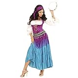 Widmann - Kostüm Gypsy, Kleid, Münzengürtel und Bandana, Zigeunerin