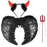 Idota Engelsflügel Federflügel Schwarz 45cm, 3 Stück Schwarz...