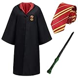 Zauberer Cosplay Set mit Zauberer Kostüm Zauberstab und Krawatte...