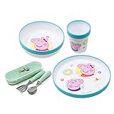 damaloo Peppa Wutz Kindergeschirr Set rutschfest mit Kinderbesteck BPA...