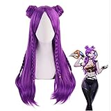 Chtom K/da Kaisa Lange lila Braid Perücke mit Brötchen Cosplay...
