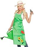 Karneval-Klamotten Gärtnerschürze grün lang mit Sonnenblumen...