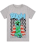Minecraft T-Shirt Jungen aufgeladene Kriechpflanze Kurzarm Graue...