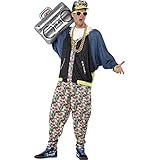 Smiffys 43198 80er Jahre Hip Hop Kostüm, Gemustert, mit Jacke, Hose &...