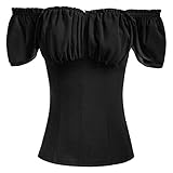 SCARLET DARKNESS Sommershirts Damen Kurzarm Mittelalter Bluse mit...