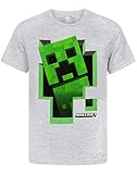 Minecraft Creeper Inside Boy's Grey T-Shirt 9-10 Jahre