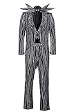 NUWIND Jack Skellington Herren Halloween Cosplay Kostüm Gestreifter...