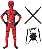 Deadpool Kostüm 3D Printed Superhelden Cosplay Overall mit PU Schwert...