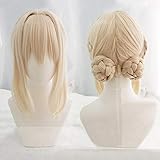 Violet Evergarden Short Light Blonde Braid Hair With Two Buns Heat...