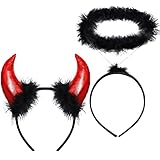 iZoeL 2Stk Haarreifen Teufelshörner Teufelsohren + Heiligenschein...