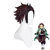 Jodiss Anime Cosplay Wig Erwachsener Tanjirou Perücke Dark red Short...