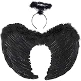 YeahBoom Engelsflügel Schwarz,Engel Kostüm Damen mit...
