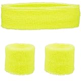 Schweissband und Stirnband Set – Schweißband Neon für 80er Jahre...