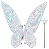 Feenflügel Kinder Schmetterlingsflügel Elfenflügel Damen, Weiße...