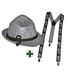 Karneval-Klamotten Oktoberfest Hut Bayern Tirolerhut Seppelhut grau...