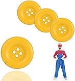 4x Super groß Knöpfe Knopf Mario Waluigi Mario gelb für Kostüm,...