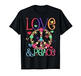 Flower Power Hippie Kostüm Love Peace 60er 70er Retro T-Shirt